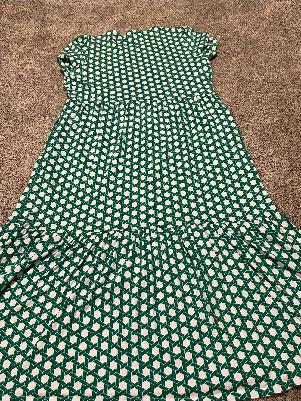 Boden Emma Tiered Jersey Green Short-Sleeve with pockets - Picture 10 of 13
